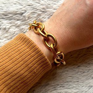 Gold Tone Stainless Steel Link Bracelet